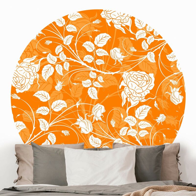 

Papel pintado redondo autoadhesivo - Roses Rosé Coral Shabby Dimensión LxA: 225cm x 225cm