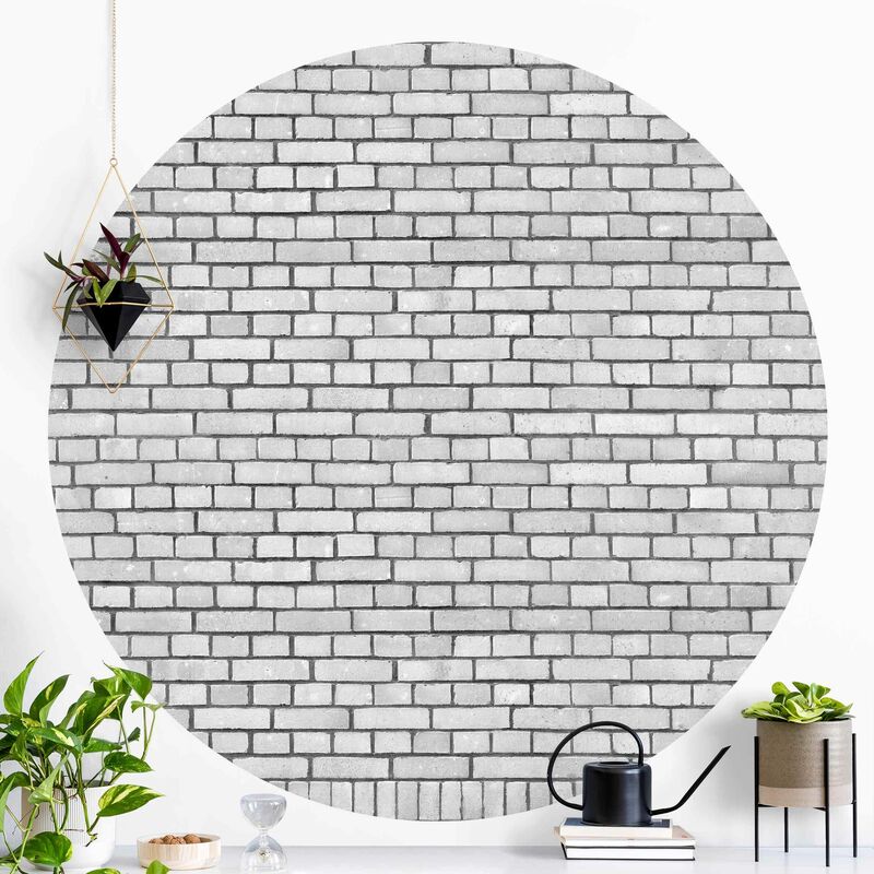 

Papel pintado redondo autoadhesivo - Brick Wall White Dimensión LxA: 150cm x 150cm
