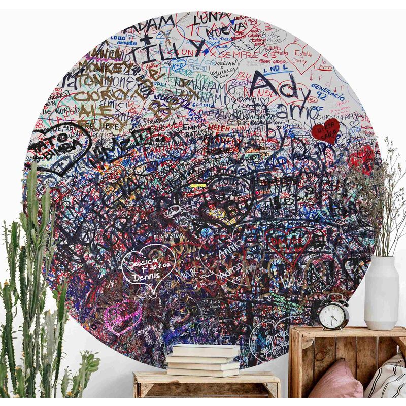 

Papel pintado redondo autoadhesivo - Victorian Flower Ornamentation In Circle Dimensión LxA: 244cm x 244cm