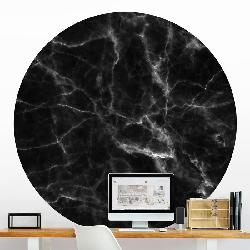 

Papel pintado redondo autoadhesivo - Nero Carrara Dimensión LxA: 122cm x 122cm