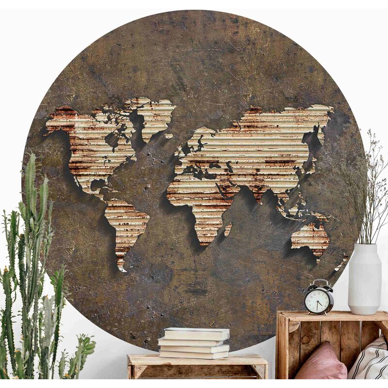 

Papel pintado redondo autoadhesivo - Rust World Map Dimensión LxA: 225cm x 225cm
