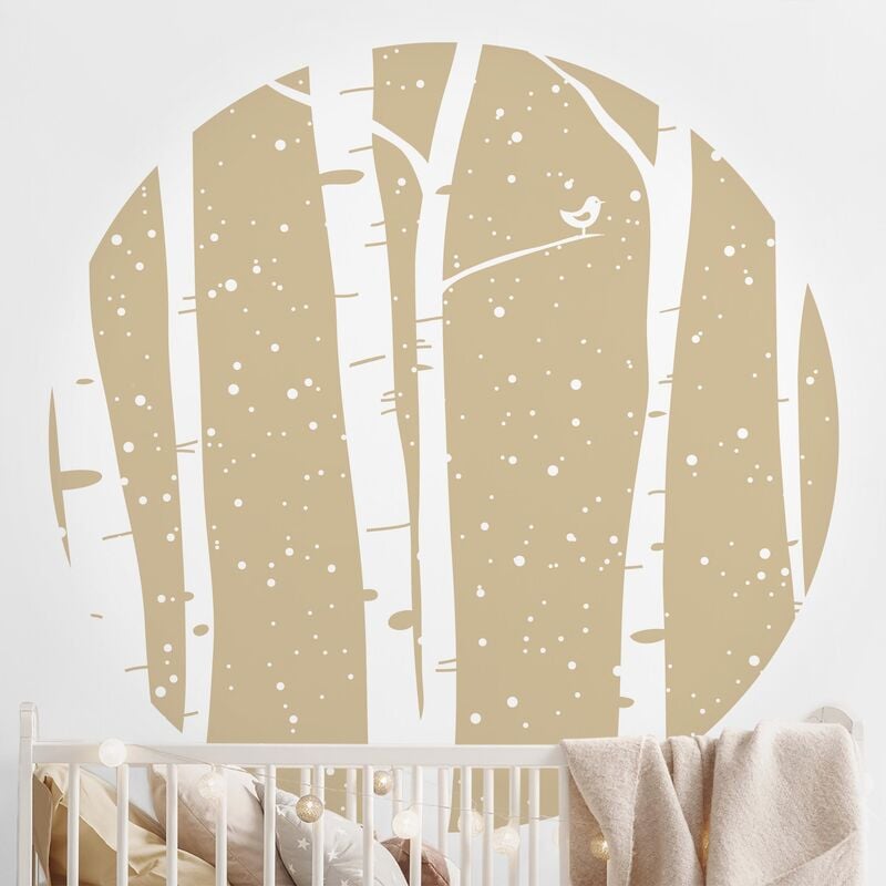 

Papel pintado redondo autoadhesivo - Snowconcert Between Birches Dimensión LxA: 225cm x 225cm