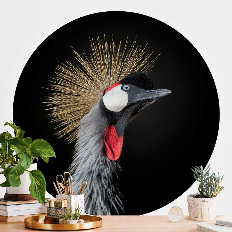 

Papel pintado redondo autoadhesivo - Crowned Crane In Front Of Black Dimensión LxA: 150cm x 150cm