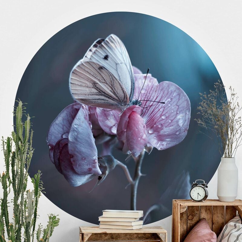 

Papel pintado redondo autoadhesivo - Butterfly In The Rain Dimensión LxA: 244cm x 244cm