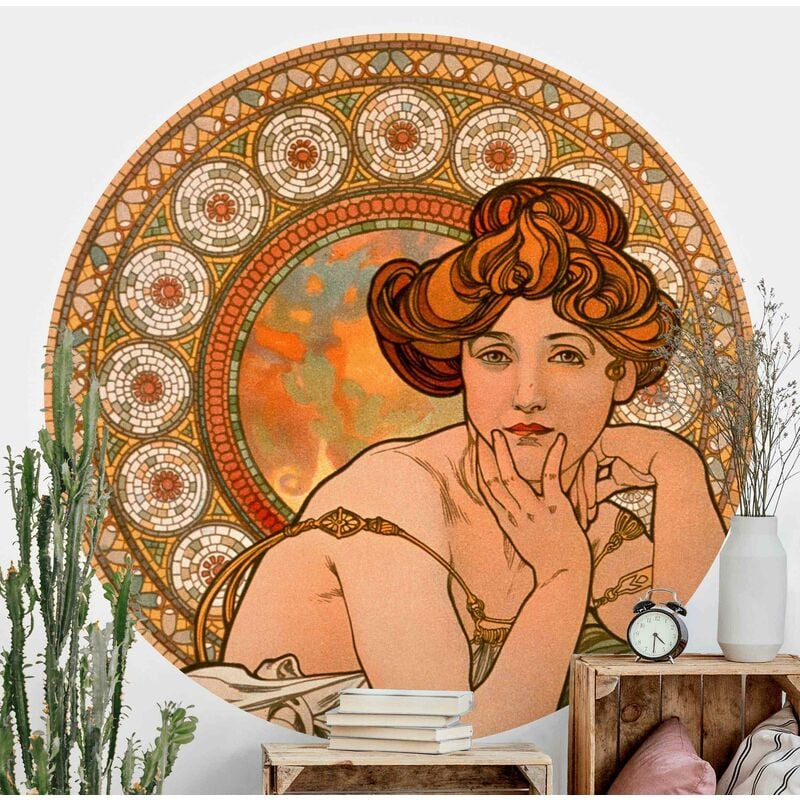 

Papel pintado redondo autoadhesivo - Alfons Mucha - Gemstones - Topaz Dimensión LxA: 225cm x 225cm