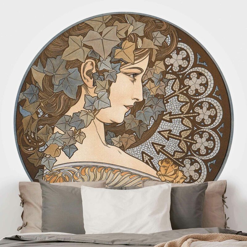 

Papel pintado redondo autoadhesivo - Alfons Mucha - Synthia Dimensión LxA: 225cm x 225cm