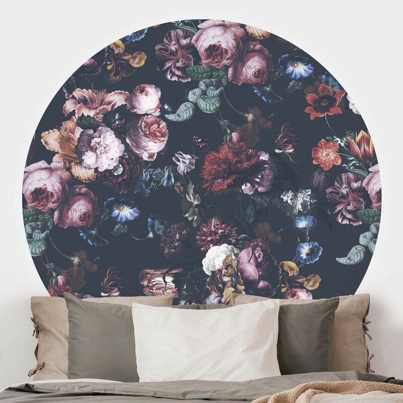 

Papel pintado redondo autoadhesivo - Old Masters Flowers With Tulips And Roses On Dark Gray Dimensión LxA: 100cm x 100cm