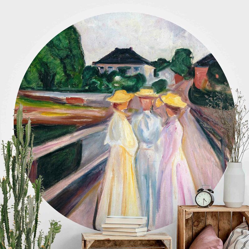 

Papel pintado redondo autoadhesivo - Edvard Munch - Three Girls Dimensión LxA: 225cm x 225cm
