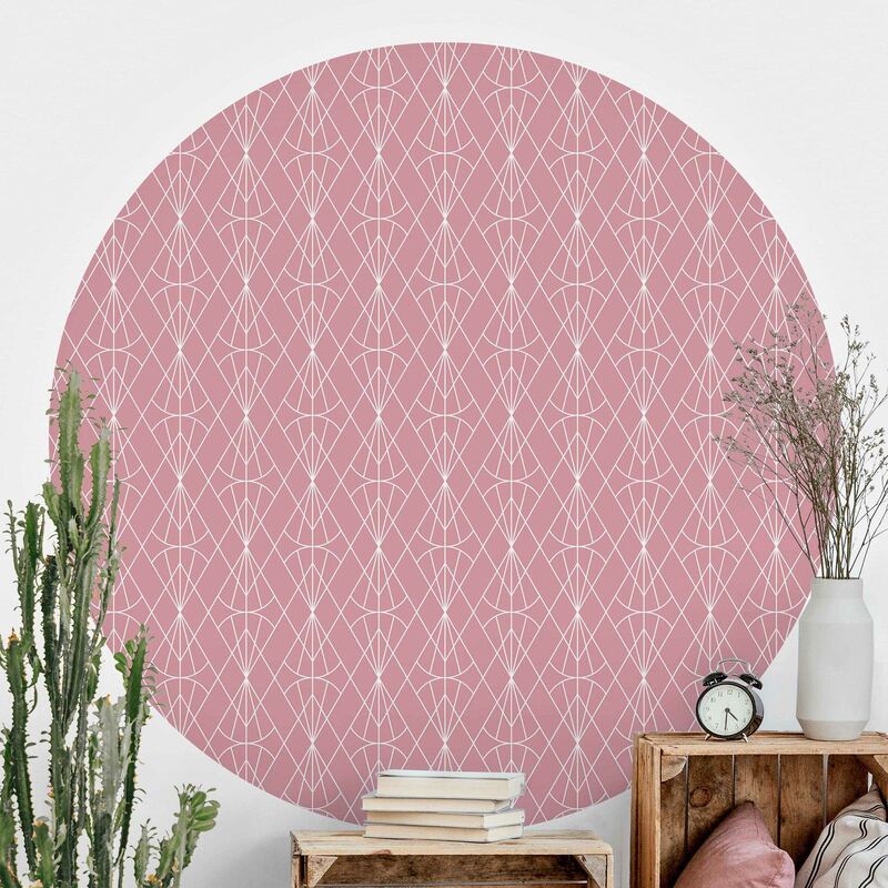 

Papel pintado redondo autoadhesivo - Art Deco Diamond Pattern In Front Of Pink XXL Dimensión LxA: 225cm x 225cm