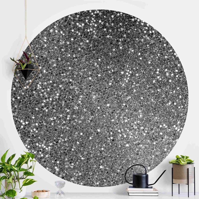 

Papel pintado redondo autoadhesivo - Glitter Confetti In Black And White Dimensión LxA: 75cm x 75cm