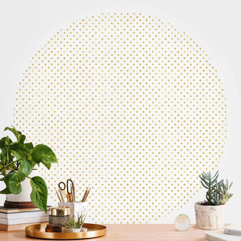 

Papel pintado redondo autoadhesivo - Golden Polkadots Dimensión LxA: 50cm x 50cm