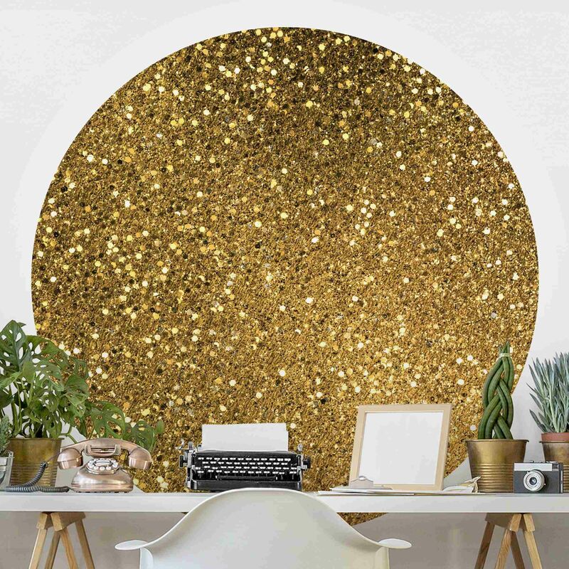 

Papel pintado redondo autoadhesivo - Glitter Confetti In Gold Dimensión LxA: 150cm x 150cm