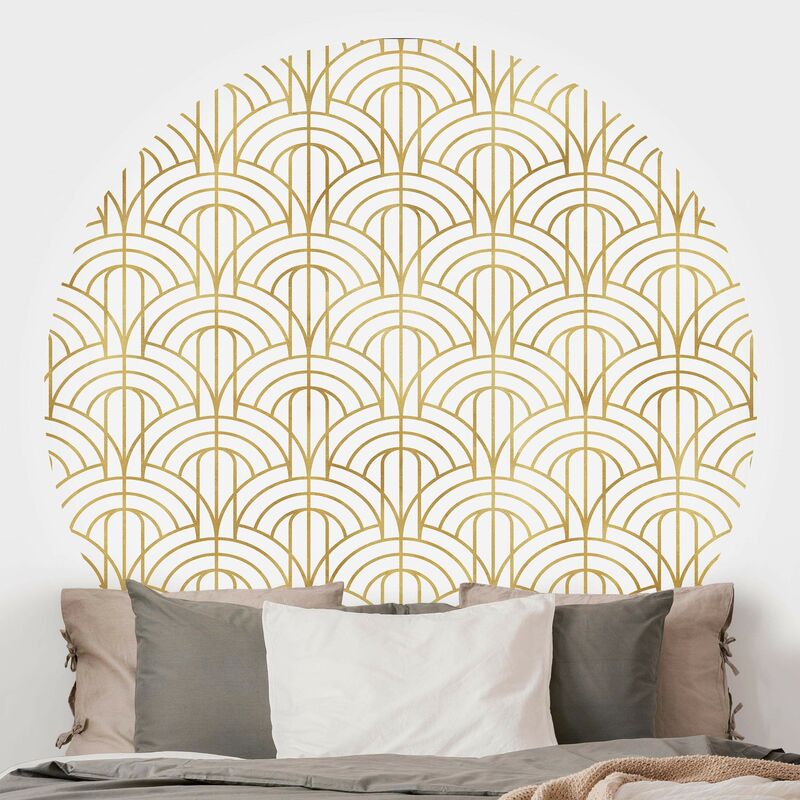 

Papel pintado redondo autoadhesivo - Golden Art Deco Pattern XXL Dimensión LxA: 122cm x 122cm