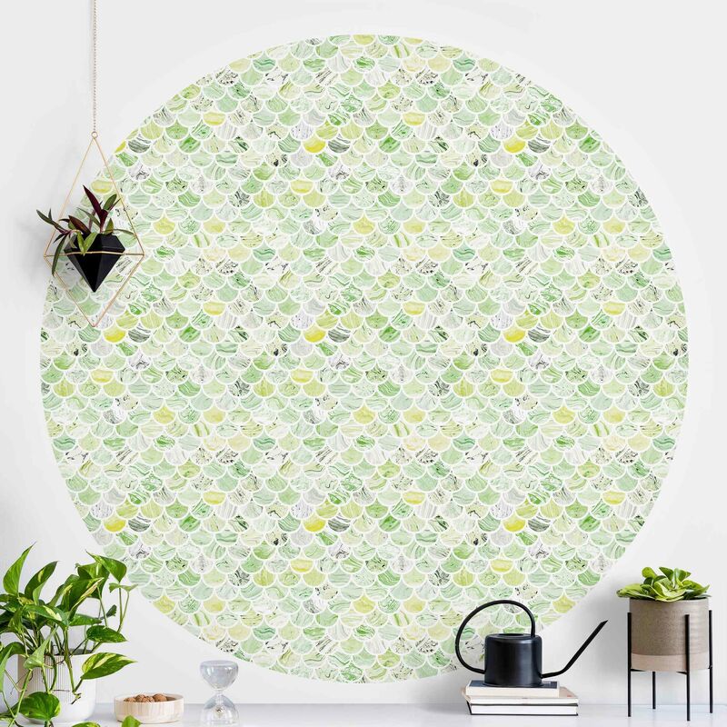 

Papel pintado redondo autoadhesivo - Marble Pattern Spring Green Dimensión LxA: 75cm x 75cm
