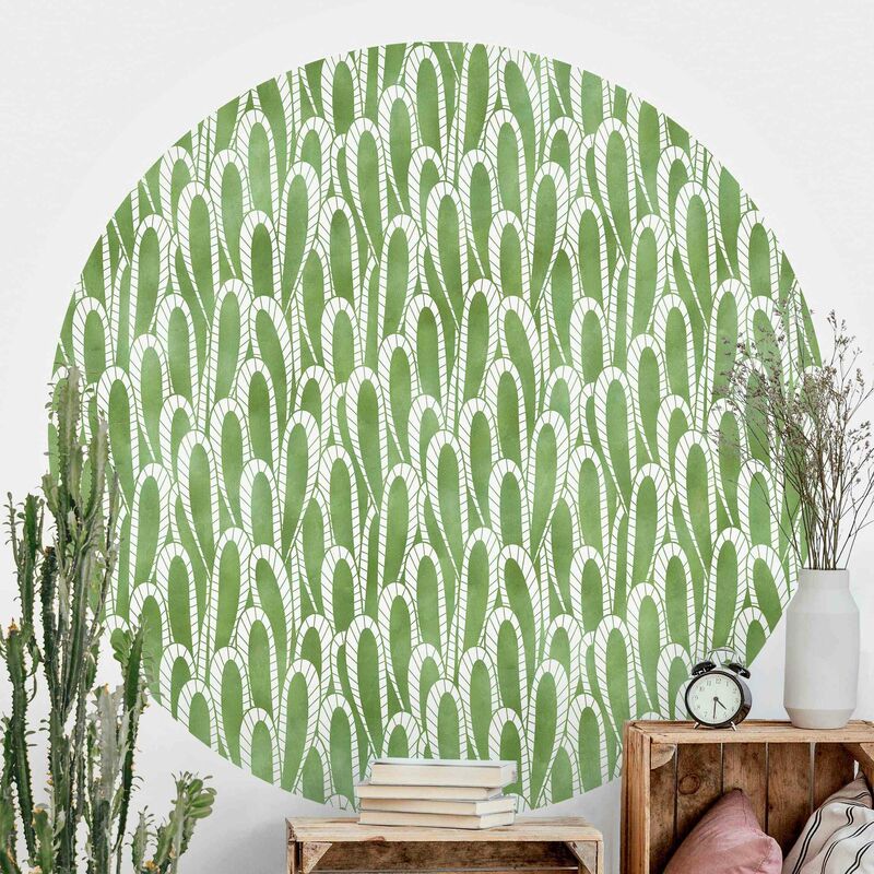 

Papel pintado redondo autoadhesivo - Natural Pattern Succulents In Green Dimensión LxA: 150cm x 150cm