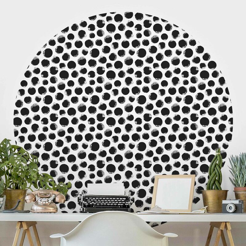 

Papel pintado redondo autoadhesivo - Black Ink Polkadots Dimensión LxA: 150cm x 150cm