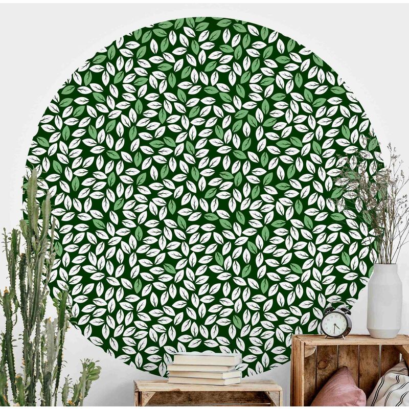 

Papel pintado redondo autoadhesivo - Natural Pattern Rain Of Leaves In Green Dimensión LxA: 150cm x 150cm