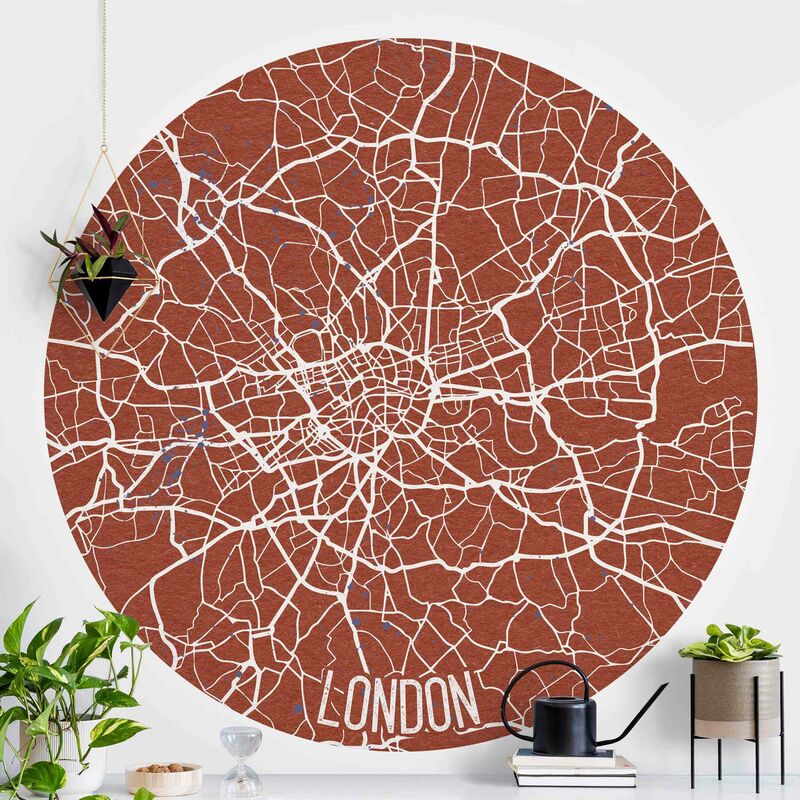 

Papel pintado redondo autoadhesivo - City Map London - Retro Dimensión LxA: 225cm x 225cm