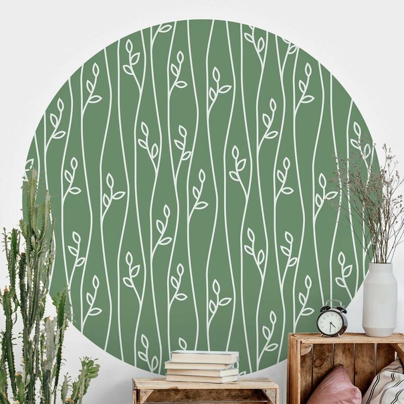 

Papel pintado redondo autoadhesivo - Natural Pattern Plant Lines In Front Of Green Dimensión LxA: 122cm x 122cm
