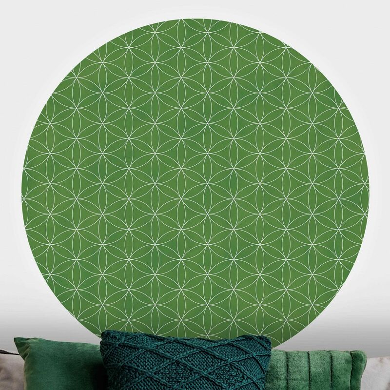 

Papel pintado redondo autoadhesivo - Flower Of Life Line Pattern Light Green Dimensión LxA: 122cm x 122cm