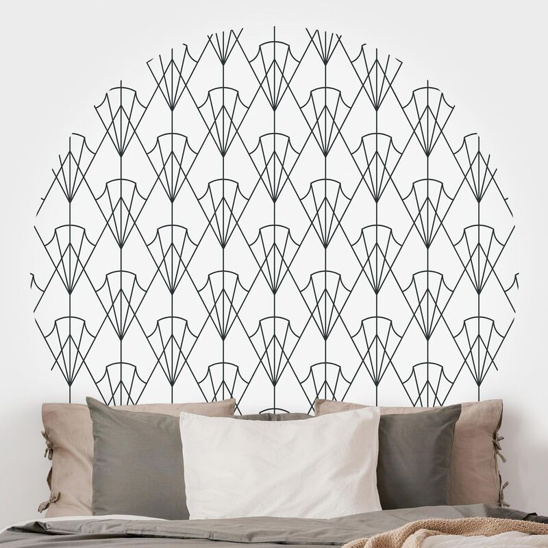 

Papel pintado redondo autoadhesivo - Vintage Art Deco Pattern Arrows XXL Black Dimensión LxA: 200cm x 200cm