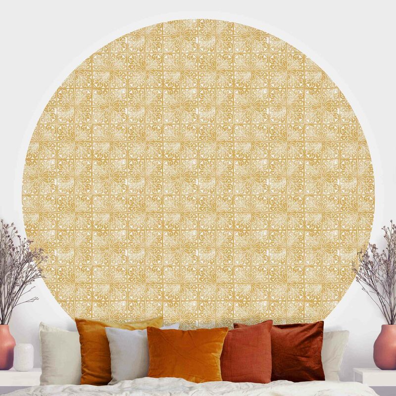 

Papel pintado redondo autoadhesivo - Vintage Art Deco Pattern Tiles Dimensión LxA: 75cm x 75cm