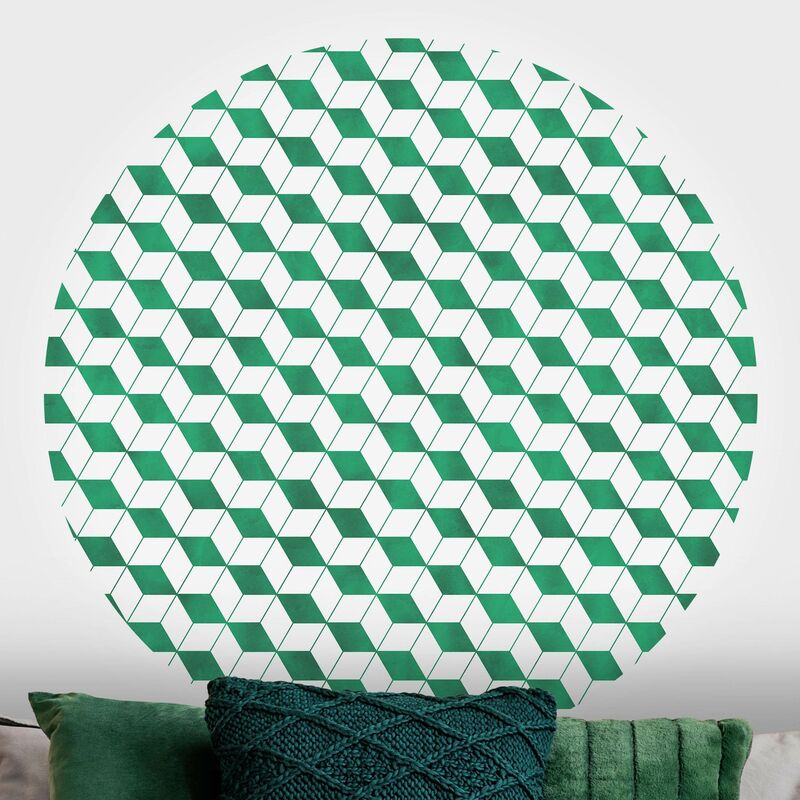 

Papel pintado redondo autoadhesivo - Cube Pattern In 3D Dimensión LxA: 75cm x 75cm