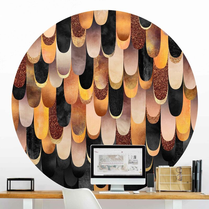

Papel pintado redondo autoadhesivo - Elisabeth Fredriksson - Feathers Bronze Black Dimensión LxA: 122cm x 122cm