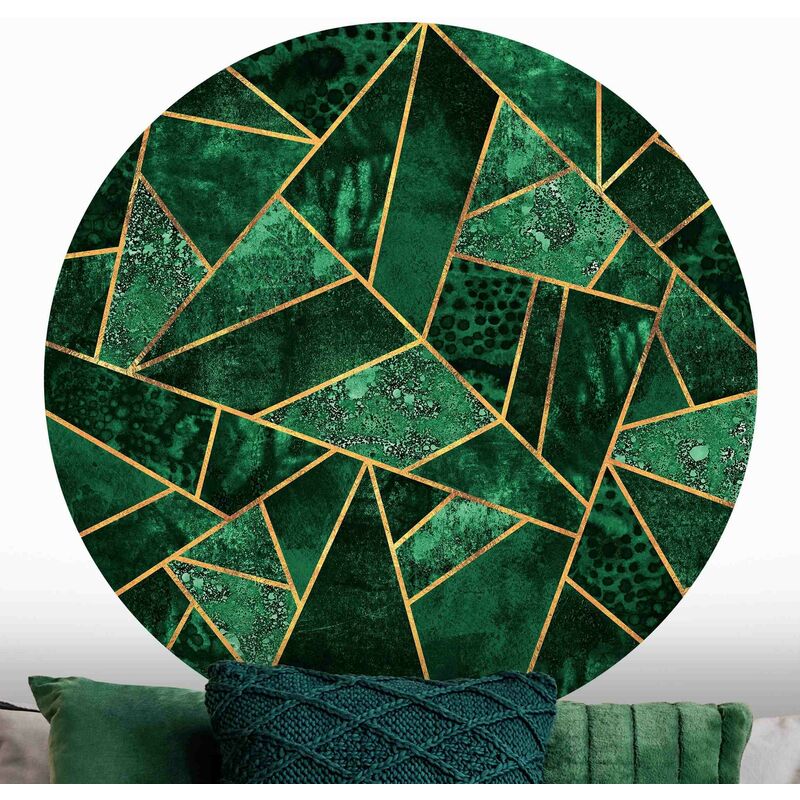 

Papel pintado redondo autoadhesivo - Elisabeth Fredriksson - Dark Emerald With Gold Dimensión LxA: 122cm x 122cm