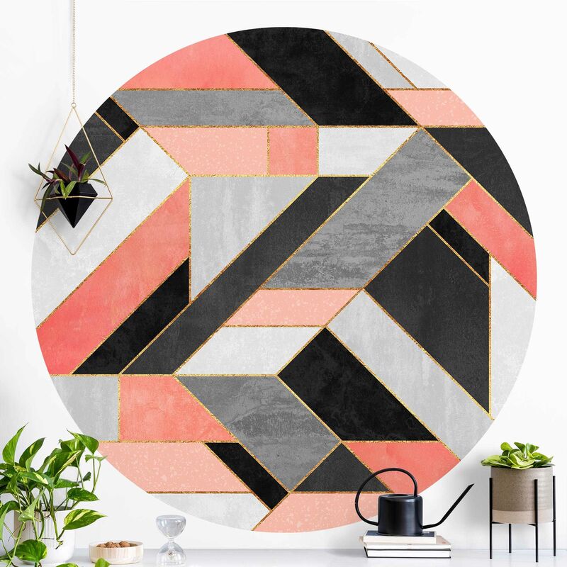 

Papel pintado redondo autoadhesivo - Elisabeth Fredriksson - Geometry Pink And Gold Dimensión LxA: 75cm x 75cm