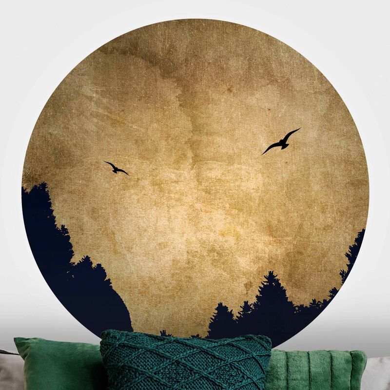 

Papel pintado redondo autoadhesivo - Gold Moon In The Forest Dimensión LxA: 75cm x 75cm