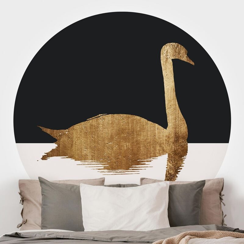 

Papel pintado redondo autoadhesivo - Swan Gold Dimensión LxA: 75cm x 75cm