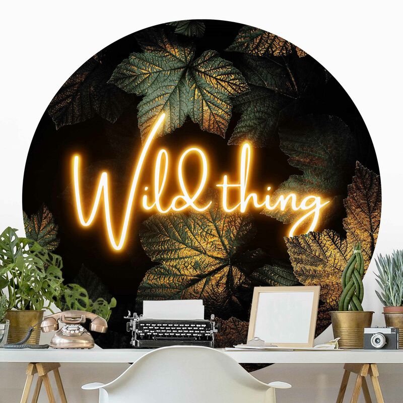 

Papel pintado redondo autoadhesivo - Elisabeth Fredriksson - Wild Thing Golden Leaves Dimensión LxA: 175cm x 175cm