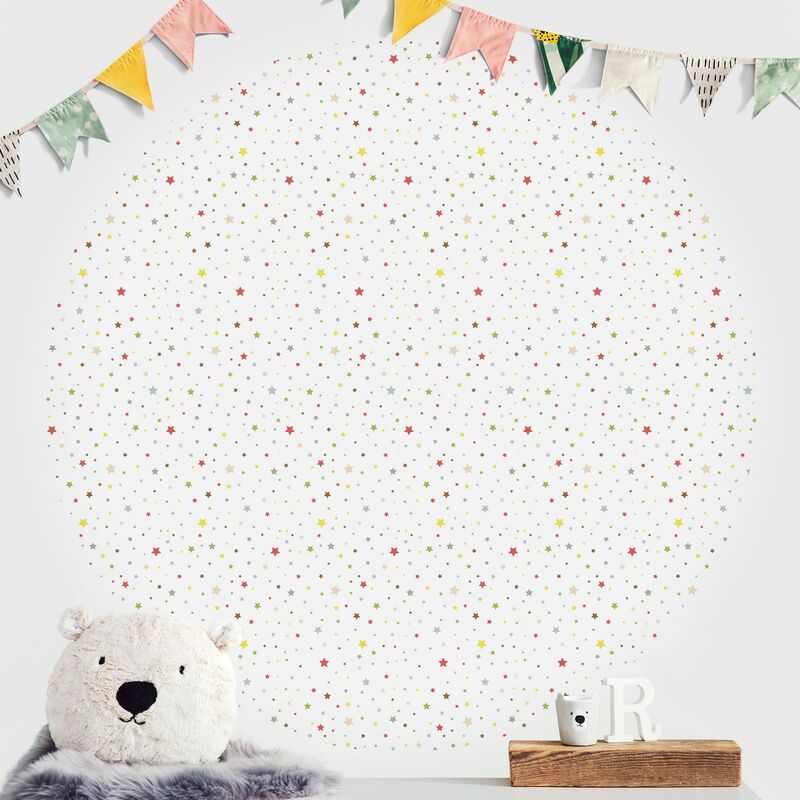 

Papel pintado redondo autoadhesivo - No.YK34 Colorful Stars Dimensión LxA: 50cm x 50cm