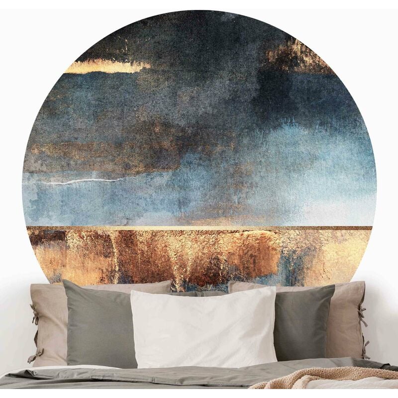 

Papel pintado redondo autoadhesivo - Elisabeth Fredriksson - Abstract Lakeshore In Gold Dimensión LxA: 122cm x 122cm