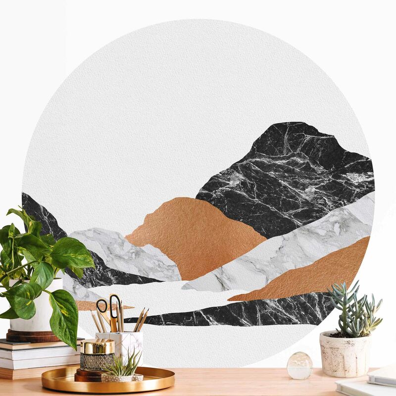 

Papel pintado redondo autoadhesivo - Landscape In Marble And Copper II Dimensión LxA: 100cm x 100cm