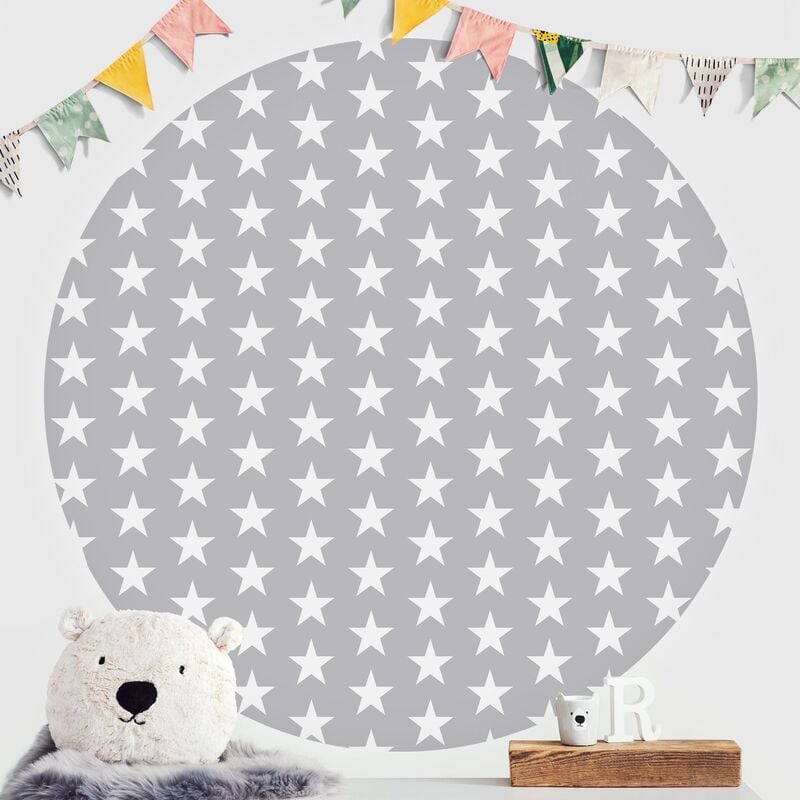 

Papel pintado redondo autoadhesivo - White Stars On Gray Background Dimensión LxA: 100cm x 100cm