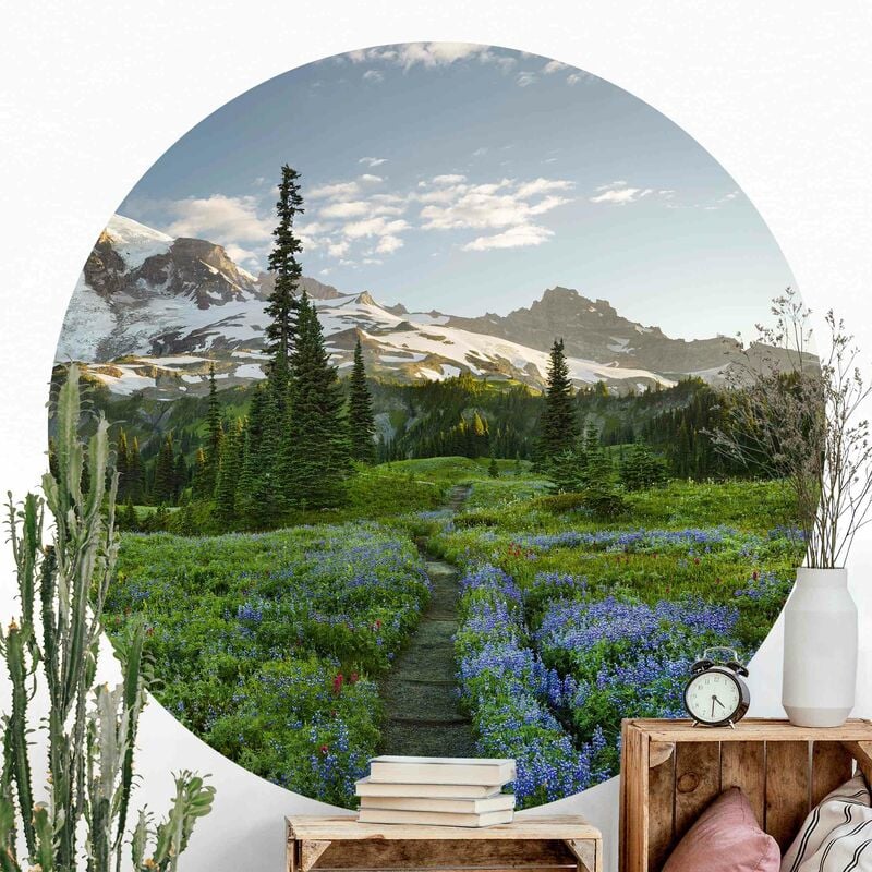 

Papel pintado redondo autoadhesivo - Mountain View Meadow Path Dimensión LxA: 122cm x 122cm