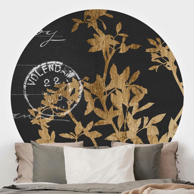 

Papel pintado redondo autoadhesivo - Golden Leaves On Mocha II Dimensión LxA: 200cm x 200cm