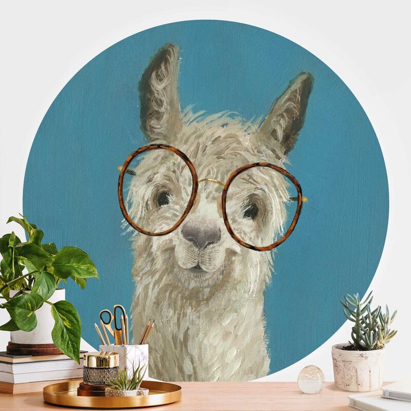 

Papel pintado redondo autoadhesivo - Lama With Glasses I Dimensión LxA: 50cm x 50cm