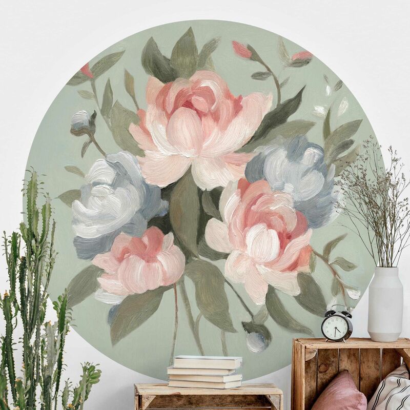 

Papel pintado redondo autoadhesivo - Bouquet In Pastel I Dimensión LxA: 100cm x 100cm