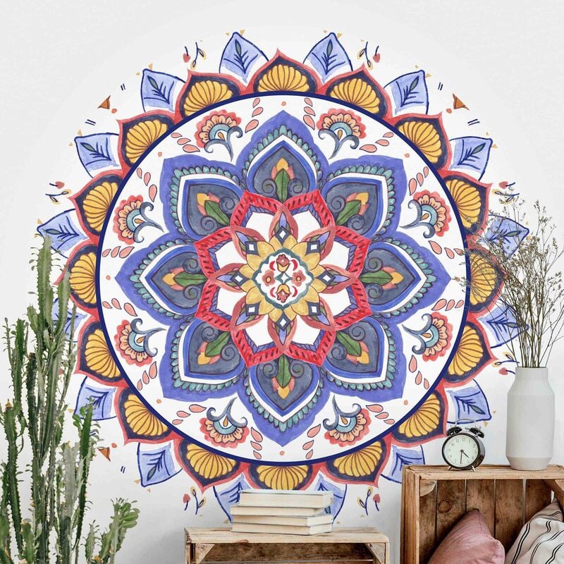 

Papel pintado redondo autoadhesivo - Mandala Meditation Chakra Dimensión LxA: 225cm x 225cm