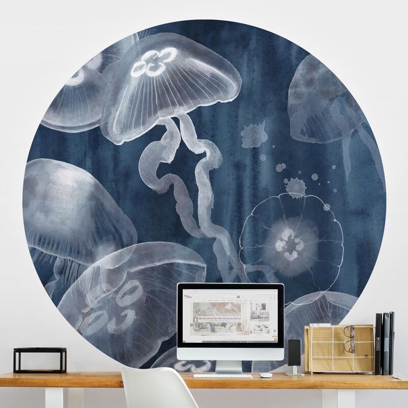 

Papel pintado redondo autoadhesivo - Moon Jellyfish I Dimensión LxA: 122cm x 122cm