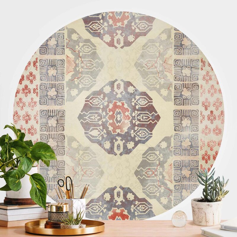 

Papel pintado redondo autoadhesivo - Persian Vintage Pattern In Indigo Dimensión LxA: 200cm x 200cm