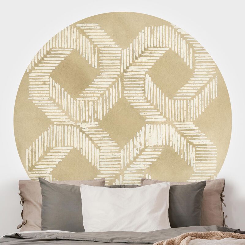 

Papel pintado redondo autoadhesivo - Sand Colored Modern Geometry II Dimensión LxA: 75cm x 75cm