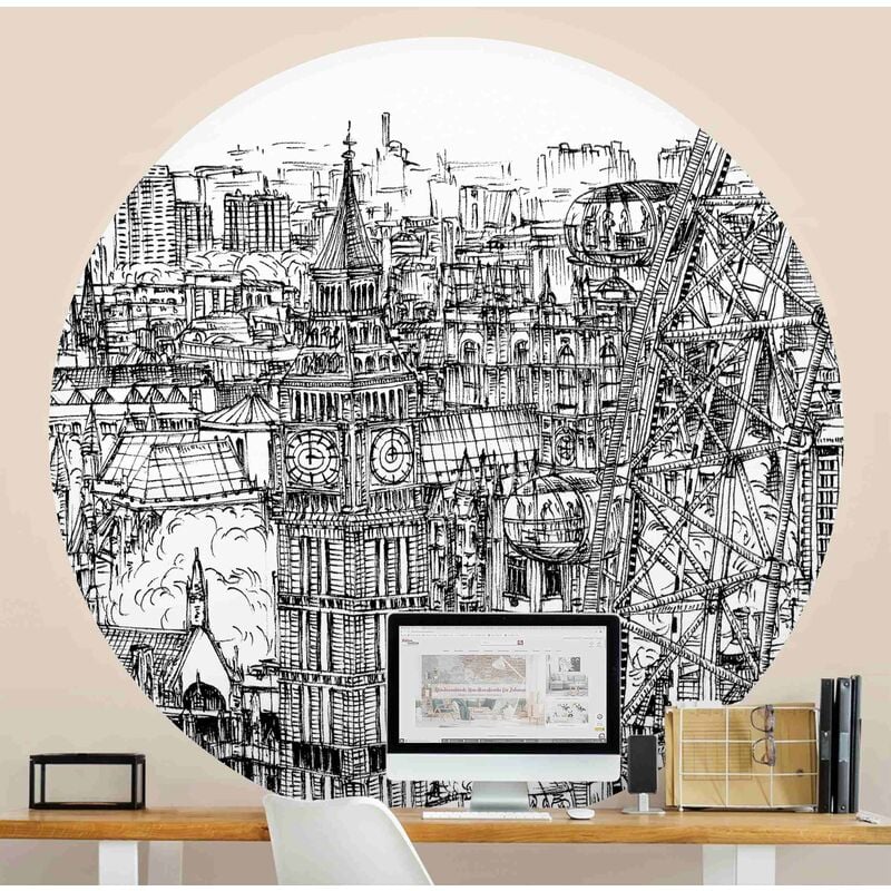 

Papel pintado redondo autoadhesivo - City Study - London Eye Dimensión LxA: 175cm x 175cm
