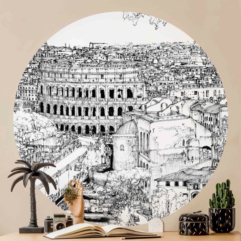 

Papel pintado redondo autoadhesivo - City Study - Rome Dimensión LxA: 150cm x 150cm