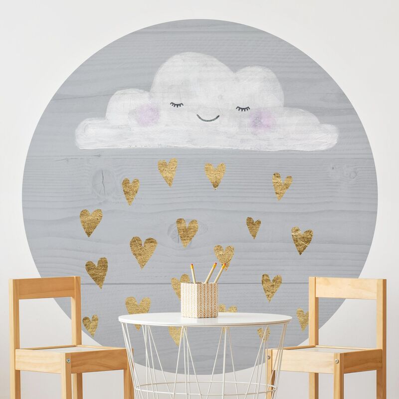 

Papel pintado redondo autoadhesivo - Cloud With Golden Hearts Dimensión LxA: 100cm x 100cm