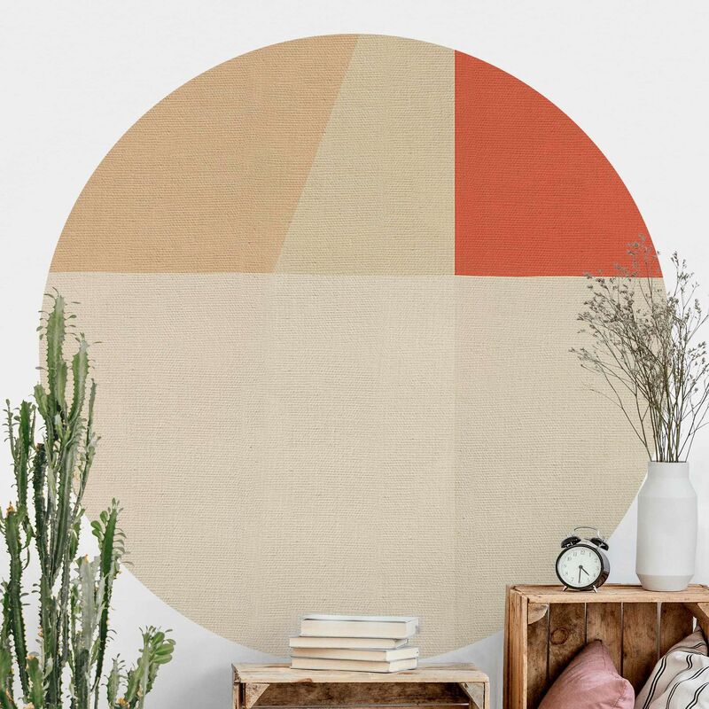 

Papel pintado redondo autoadhesivo - Orange Square On Beige Dimensión LxA: 175cm x 175cm
