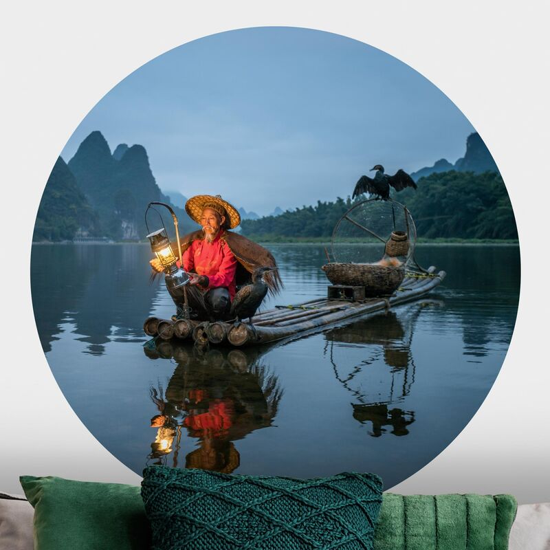 

Papel pintado redondo autoadhesivo - Cormorant Fisherman At Dusk Dimensión LxA: 122cm x 122cm